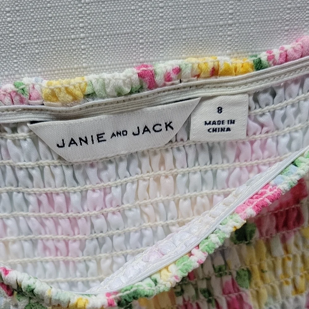 Janie and Jack Girls Floral Textured Romper Zise 8